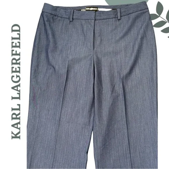 Karl Lagerfeld Paris Wide-Leg Dress Pants – Blue Chambray, Size 16 - Picture 3 of 6
